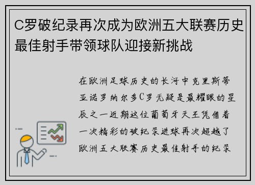 C罗破纪录再次成为欧洲五大联赛历史最佳射手带领球队迎接新挑战